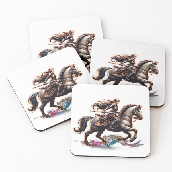Item preview, Warrior Queen on Horseback – Fierce Female Knight Fantasy Art designed and sold by Angellee12.