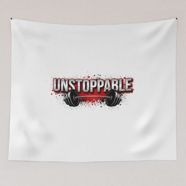 Item preview, Unstoppable Gym Motivation - Hardcore Barbell & Red Splatter Fitness Art designed and sold by Latikshop.