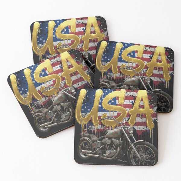 Item preview, Vintage Outlaw - Golden USA Flag Graffiti & Retro Chopper designed and sold by KawisStarr.