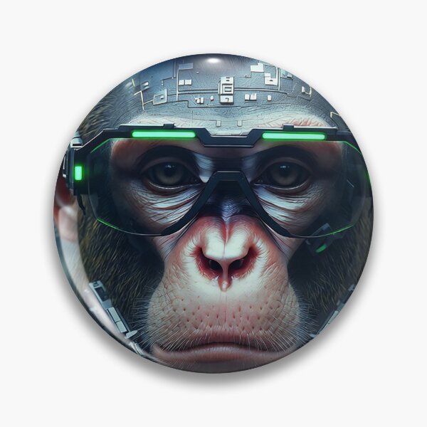 Item preview, "Cyberpunk Primate: Neon City Monkey with Blue Mohawk"  designed and sold by MFMart.