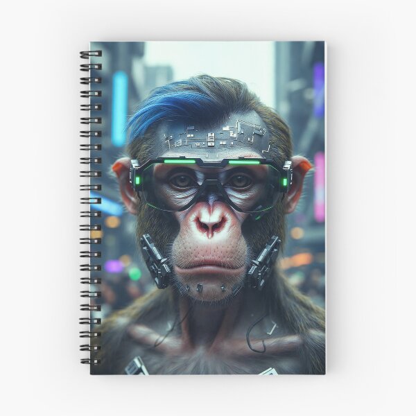 Item preview, "Cyberpunk Primate: Neon City Monkey with Blue Mohawk"  designed and sold by MFMart.
