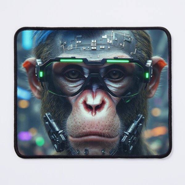 Item preview, "Cyberpunk Primate: Neon City Monkey with Blue Mohawk" designed and sold by MFMart.