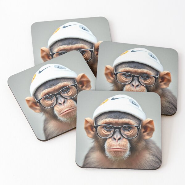 Item preview, "Hipster Monkey: Cool Chimp in Nike Beanie and Glasses"  designed and sold by MFMart.