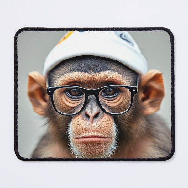 Item preview, "Hipster Monkey: Cool Chimp in Nike Beanie and Glasses" designed and sold by MFMart.