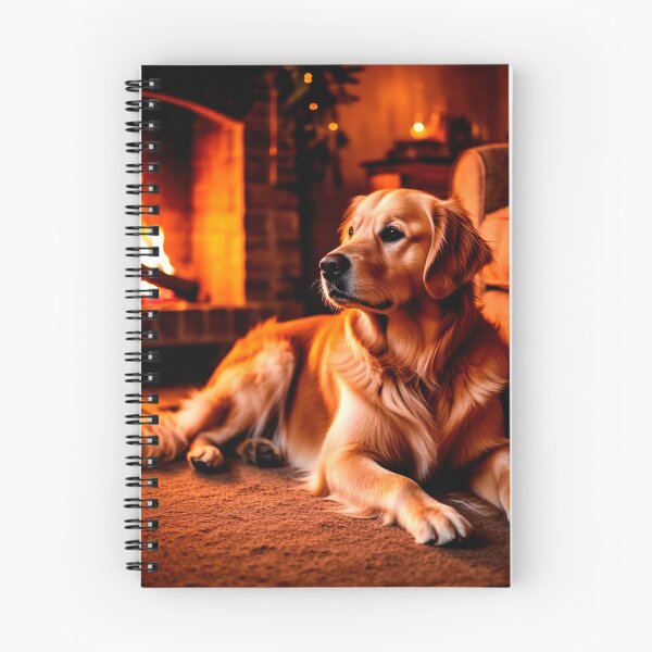 Item preview, Cozy Evening with a Golden Retriever – Warm Fireplace Dog Art designed and sold by AmetistLight.