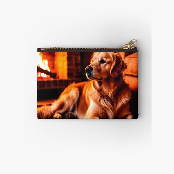 Item preview, Cozy Evening with a Golden Retriever – Warm Fireplace Dog Art designed and sold by AmetistLight.