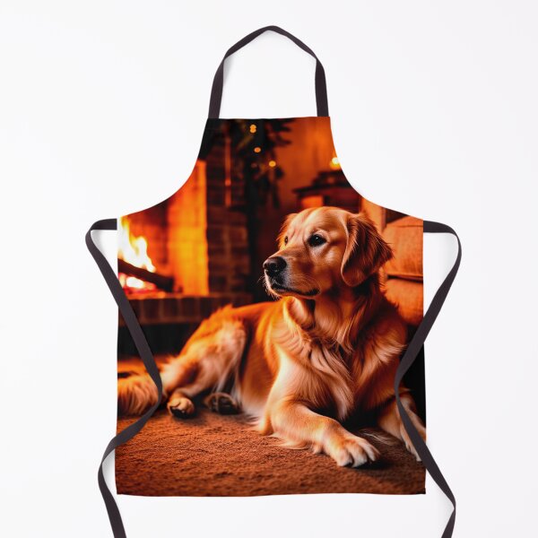 Item preview, Cozy Evening with a Golden Retriever – Warm Fireplace Dog Art designed and sold by AmetistLight.