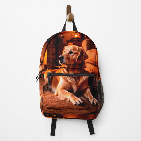 Item preview, Cozy Evening with a Golden Retriever – Warm Fireplace Dog Art designed and sold by AmetistLight.