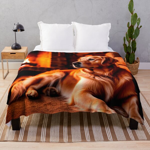 Item preview, Cozy Evening with a Golden Retriever – Warm Fireplace Dog Art designed and sold by AmetistLight.