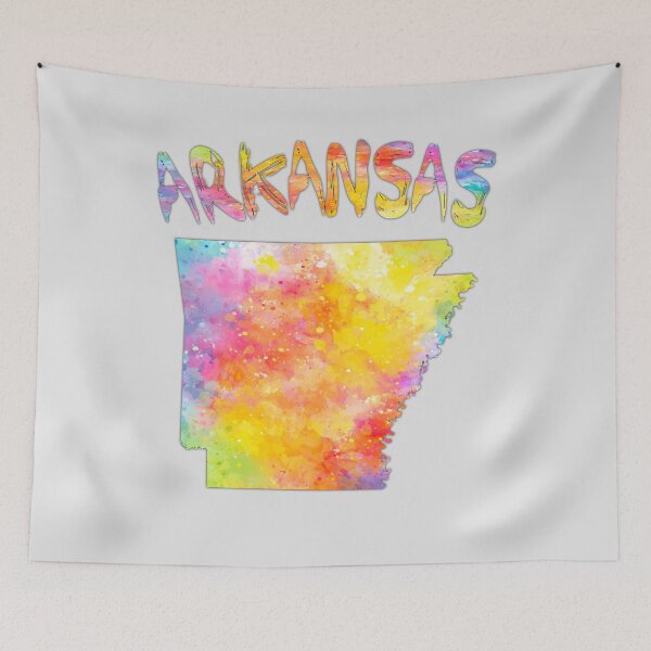 Item preview, Arkansas State Map - Vibrant Watercolor Rainbow Art designed and sold by mashmosh.