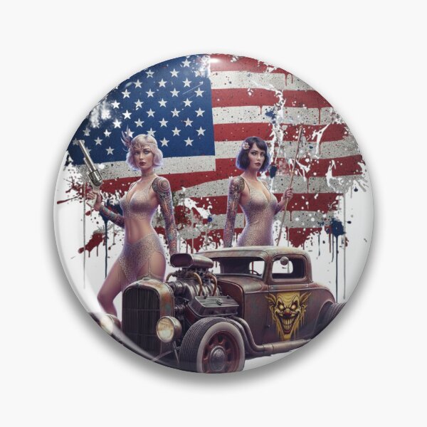 Item preview, V20 Outlaw - Vintage Hot Rod & Noir Femme Fatale with Joker’s Grin designed and sold by KawisStarr.
