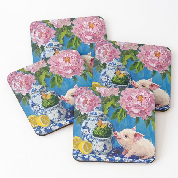 Item preview, Piglet and a butterfly in chinoiserie room designed and sold by SophieClimaArt.