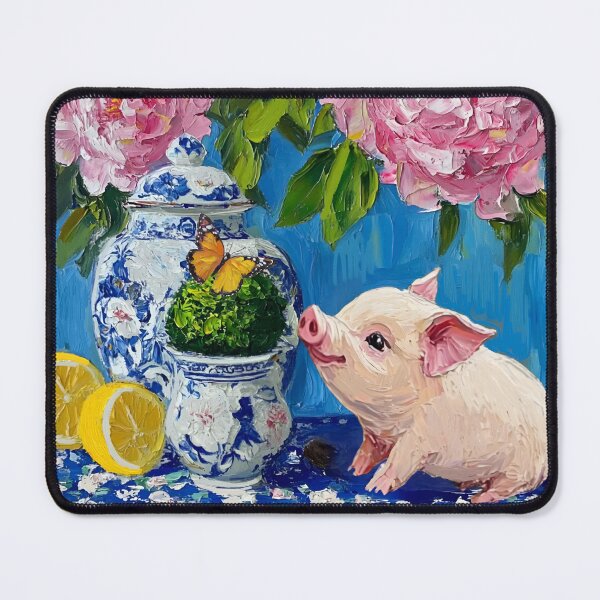 Item preview, Piglet and a butterfly in chinoiserie room designed and sold by SophieClimaArt.