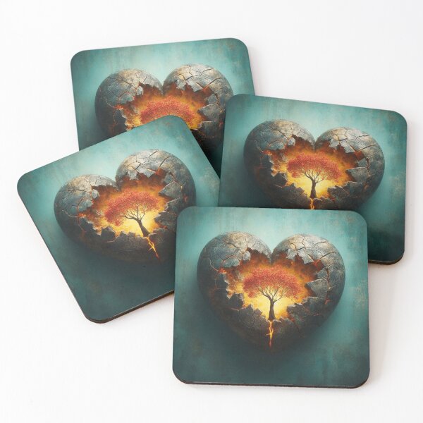 Item preview, Heart of Life – Cracked Stone Heart with Tree of Life Glow designed and sold by Okmanoo.