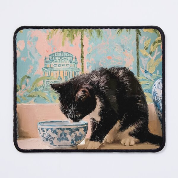 Item preview, Grandmillennial art, Black and White cat in Palm Beach interior designed and sold by SophieClimaArt.