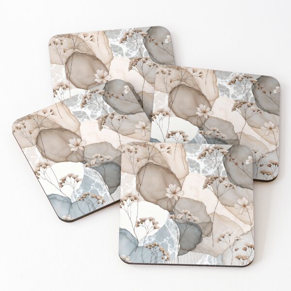 Item preview, Abstract Dusty Blue and Beige Floral Boho Chic Collage designed and sold by SolaoLab.