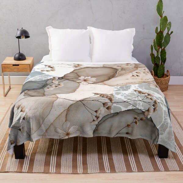 Item preview, Abstract Dusty Blue and Beige Floral Boho Chic Collage designed and sold by SolaoLab.