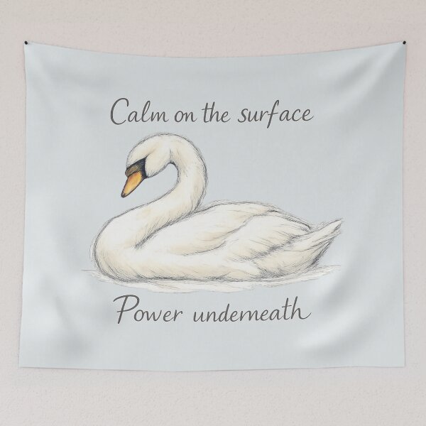 Item preview, Calm on the Surface Power Underneath Swan Illustration designed and sold by ChirpInc.