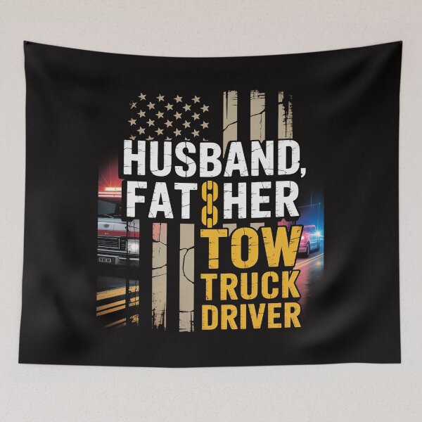 Item preview, Husband Father Tow Truck Driver American flag Towing Dad designed and sold by portcrysral.