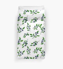 blueberry pattern on a white background Duvet Cover