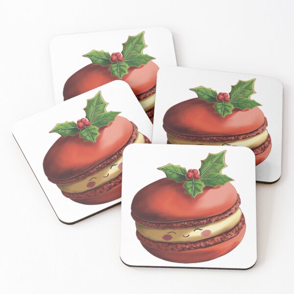 Item preview, Cozy Christmas Treat – Red Macaron Holiday Dessert Illustration designed and sold by NatureBrushbyMariela.