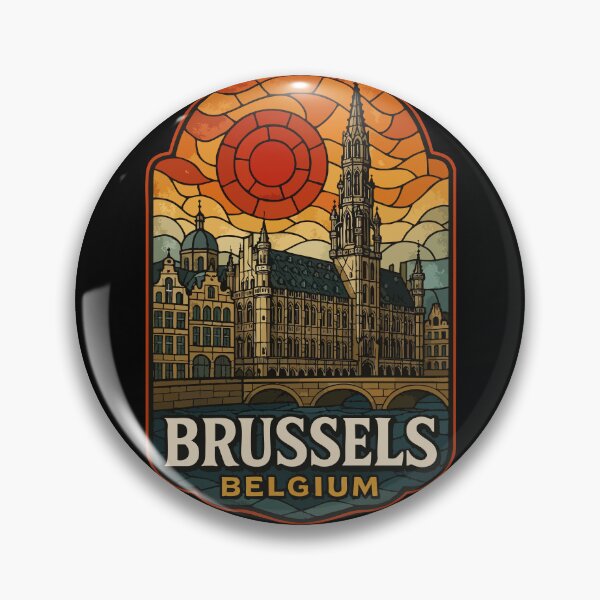 Item preview, Brussels Belgium Stained Glass Travel designed and sold by TomFrontierArt.