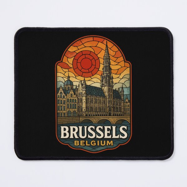 Item preview, Brussels Belgium Stained Glass Travel designed and sold by TomFrontierArt.