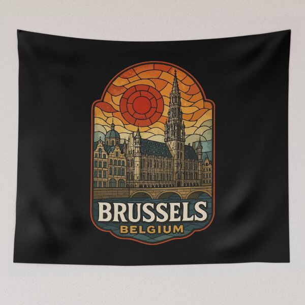 Item preview, Brussels Belgium Stained Glass Travel designed and sold by TomFrontierArt.