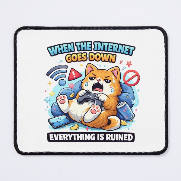 Item preview, Funny Cat Gamer – When the Internet Goes Down (Cute Meme Art) designed and sold by SoulenCify.