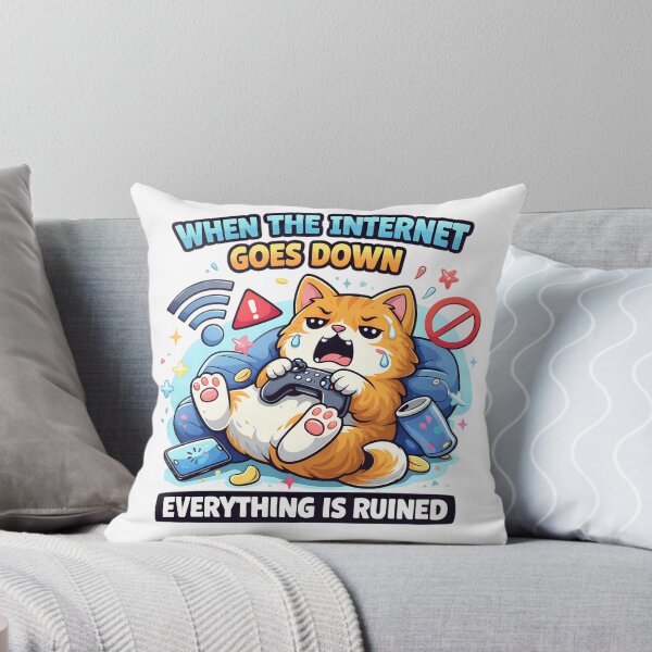 Item preview, Funny Cat Gamer – When the Internet Goes Down (Cute Meme Art) designed and sold by SoulenCify.