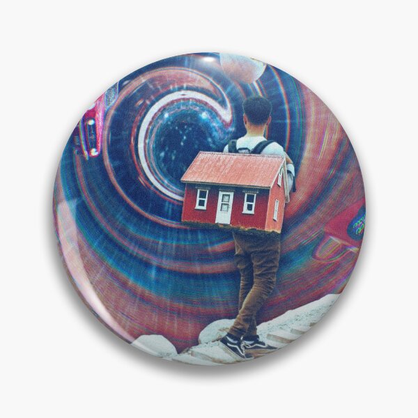 Item preview, Man Carrying House Through A Vortex Surreal Digital Collage Print designed and sold by Julia Sol.