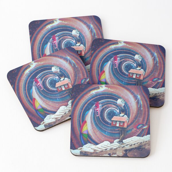 Item preview, Man Carrying House Through A Vortex Surreal Digital Collage Print designed and sold by Julia Sol.