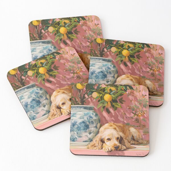 Item preview, Grandmillennial art, Ginger Spaniel in earthy vibrant chinoiserie room designed and sold by SophieClimaArt.