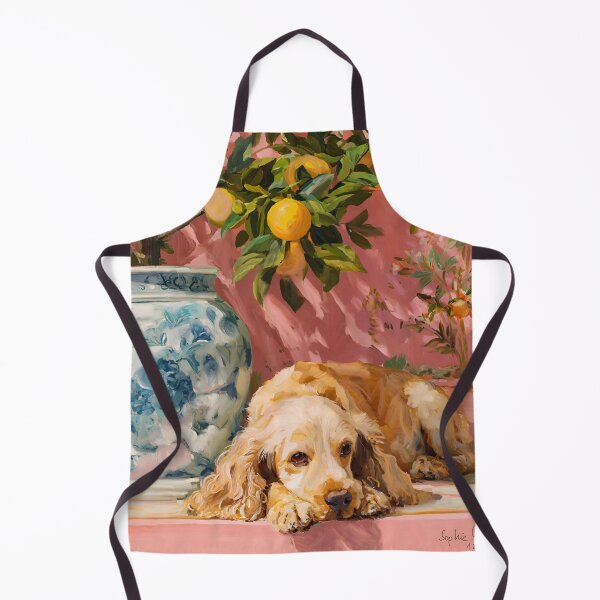 Item preview, Grandmillennial art, Ginger Spaniel in earthy vibrant chinoiserie room designed and sold by SophieClimaArt.