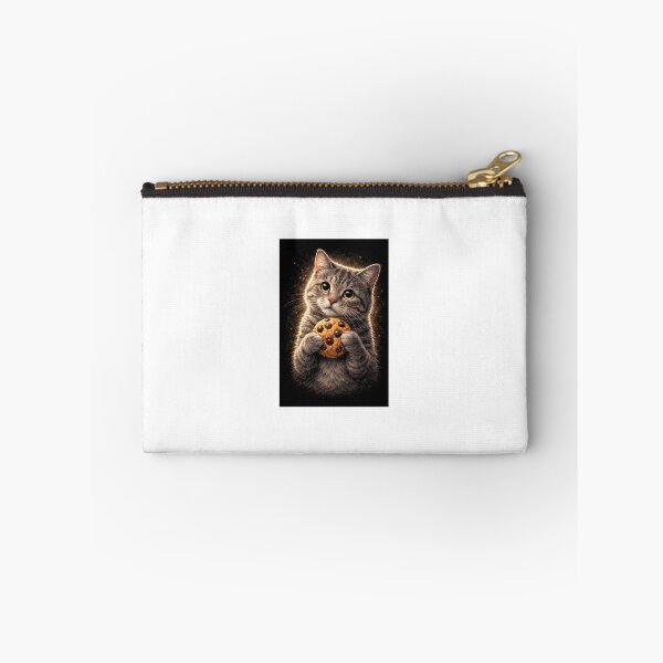 Item preview, Cute Grey Cat with Chocolate Chip Cookie – Whimsical Cat Illustration designed and sold by LovelyCatGalaxy.