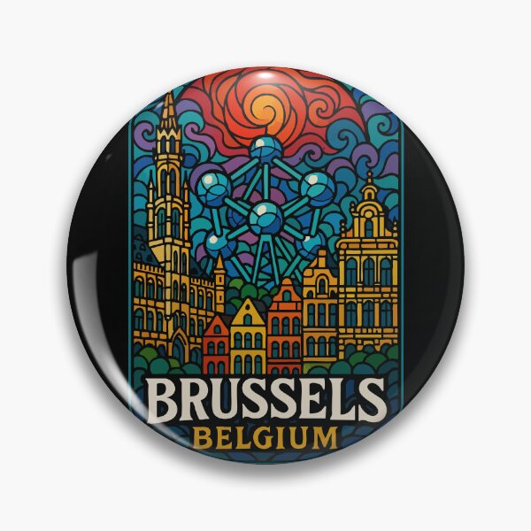 Item preview, Brussels Belgium Stained Glass Art Travel designed and sold by TomFrontierArt.