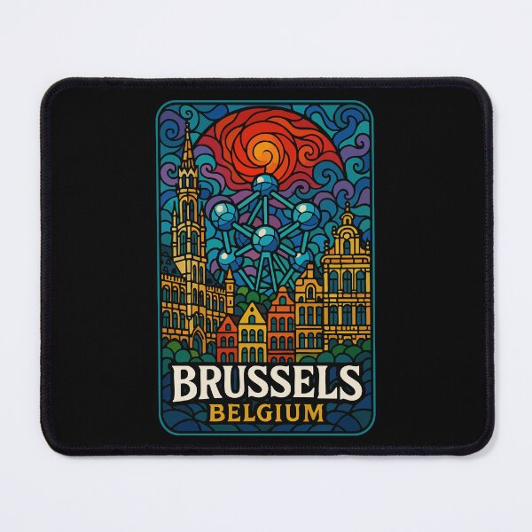 Item preview, Brussels Belgium Stained Glass Art Travel designed and sold by TomFrontierArt.