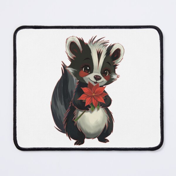 Item preview, Cozy Christmas Skunk – Cute Winter Animal with Holiday Flower Illustration designed and sold by NatureBrushbyMariela.