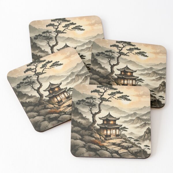 Item preview, Asian-Inspired Mountain Retreat Pavilion with Warm Window Glow designed and sold by IdeaSmith.