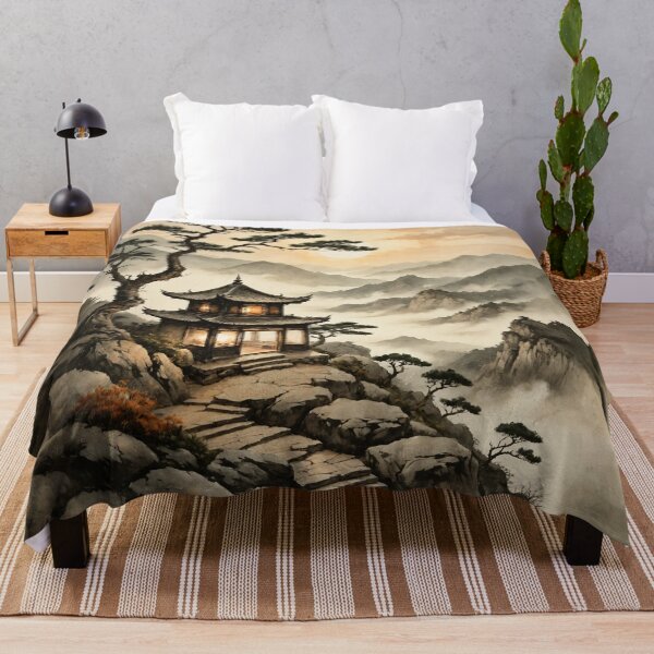 Item preview, Asian-Inspired Mountain Retreat Pavilion with Warm Window Glow designed and sold by IdeaSmith.