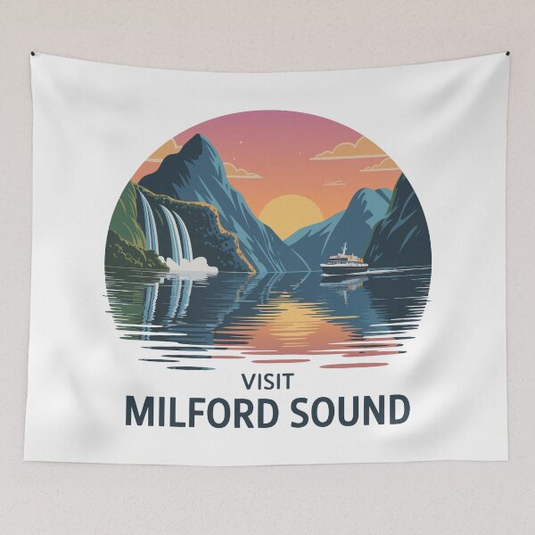 Item preview, Vintage Milford Sound New Zealand Fjord designed and sold by Blok45.