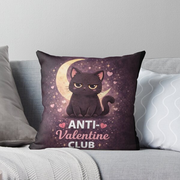 Item preview, Anti-Valentine Club – Grumpy Black Cat Spooky Cute designed and sold by PunchDrop.