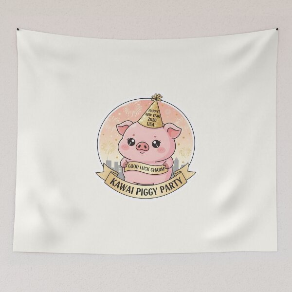 Item preview, Kawaii New Year Piggy 2026 USA Celebration Sticker designed and sold by arup7980.