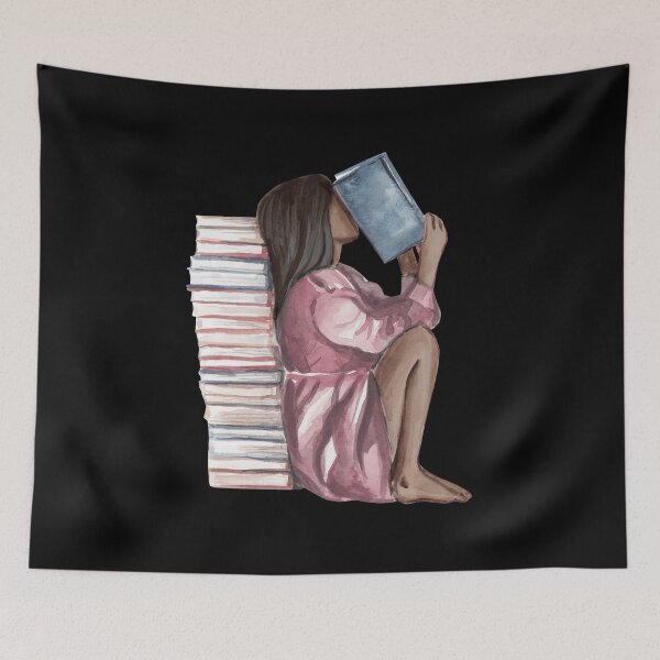 Item preview, girl reading designed and sold by itswallcraft.