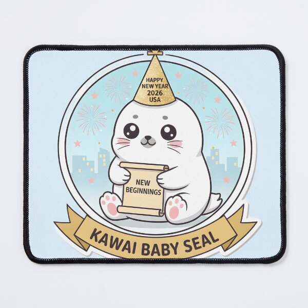 Item preview, Kawaii Baby Seal New Year 2026 USA Arctic Celebration designed and sold by arup7980.