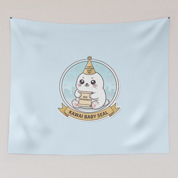Item preview, Kawaii Baby Seal New Year 2026 USA Arctic Celebration designed and sold by arup7980.