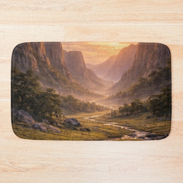 Item preview, Golden Fantasy Valley Sunrise Landscape | Cinematic Nature Wall Art designed and sold by Visualynx.
