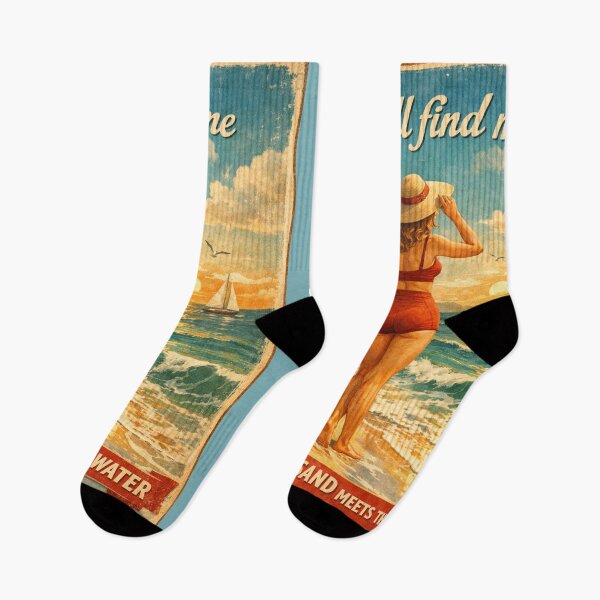 Item preview, Vintage Beach Poster Woman Sunset Ocean Retro Travel Art designed and sold by freackly.