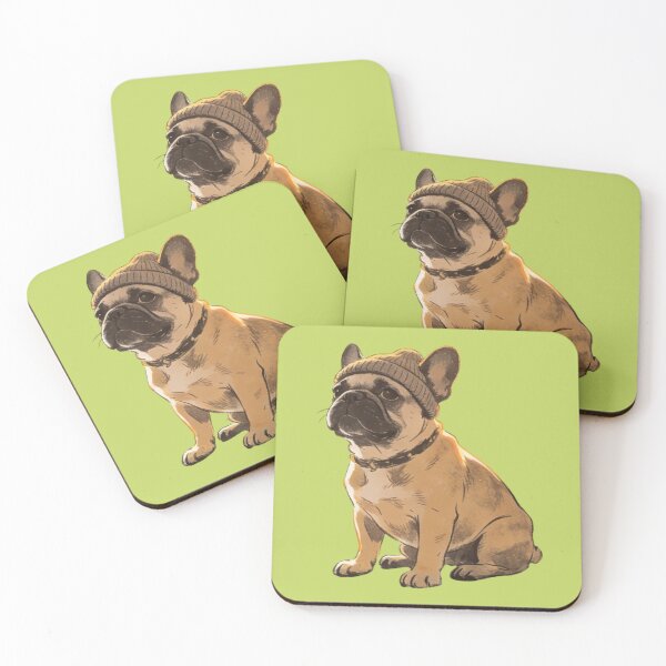 Item preview, Hipster French Bulldog Beanie Art | Vintage Cozy Dog Illustration designed and sold by Cherrydora.