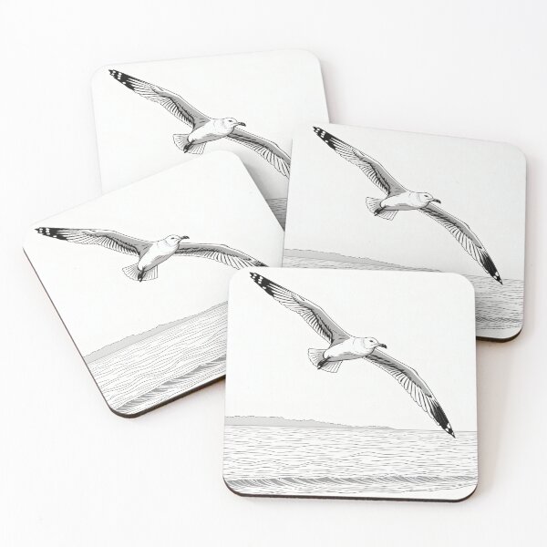 Item preview, Flying Seagull Line Art Illustration | Minimal Ocean Nature Artwork designed and sold by Visualynx.